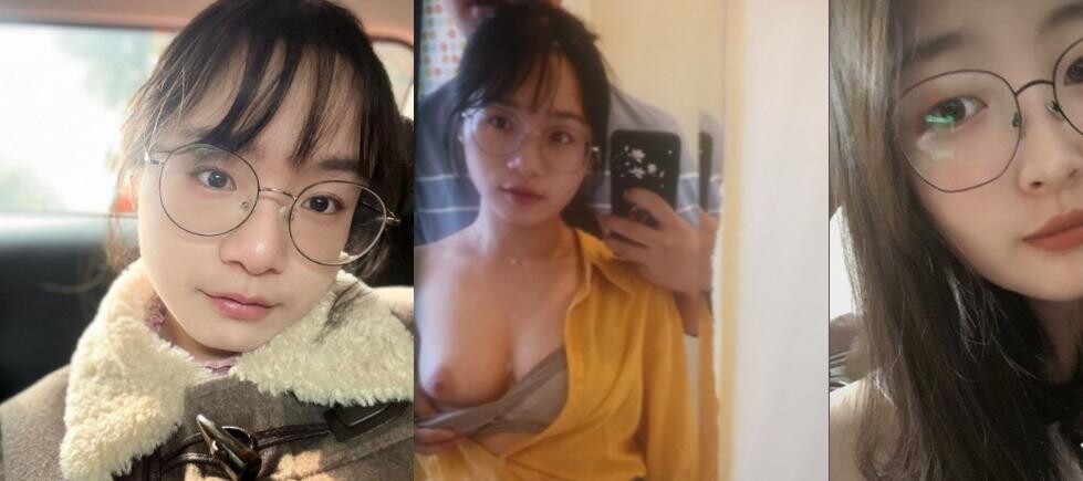 在读女大生，清纯眼镜学姐 私下极度反差