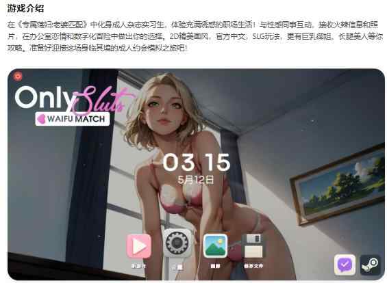 【PC/亚洲SLG/2D/官中】专属荡妇:老婆匹配 OnlySluts: WAIFU MATCH官方中文版【0.51G】